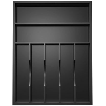 WUSHIZHUHUN Utensil Organizer Silverware Drawer Organizer - 7 Slots Bamboo Silverware Tray For Kitchen Cutlery Office Supplies Makeup Desk Storage Garage Tool Organization W13”x L17” (Black)