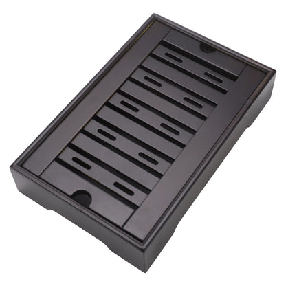 Drainage Tea Serving Tray for Gongfu Tea Set, Wooden Drainage Serving Board for Teapot Cups, Small 11.0 x 7.1 x 2.2 in Kung Fu Tabletop Tray, Compact Ceremony Accessories for Home Brewing