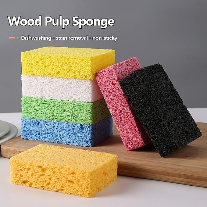 12 - Pack Non-Scratch Scrub Sponges - Sponges for Dishes and Washing Dishes, Cleaning Sponges for Kitchen Home Bathroom Cars, Funny Cut-Outs DIY for Kids (Blue)