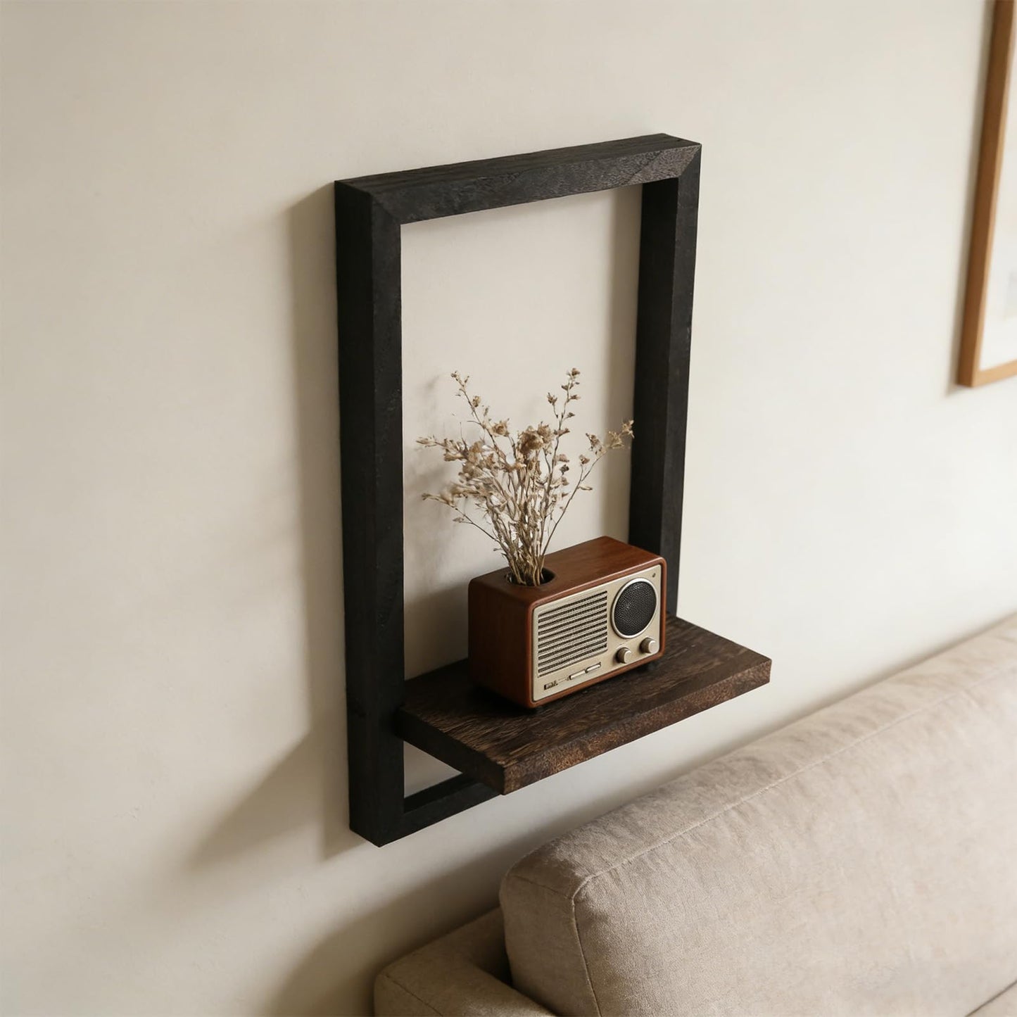 Vineland Set of 2 Rustic Wooden Wall Shelves for Indoor Plants, Hanging Wall Planters Shelf, Floating Shelves for Wall Decor, Farmhouse Plant Holder for Bathroom, Bedroom, Living Room, Brown & Black