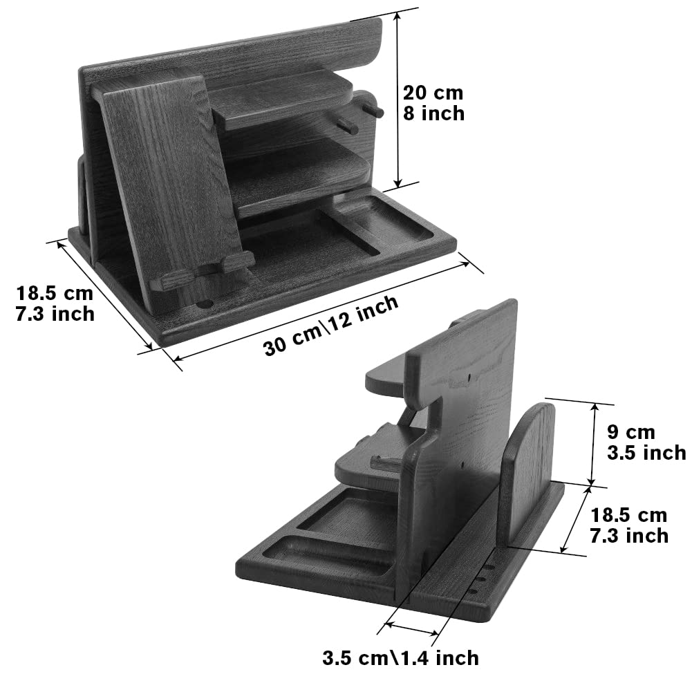 Gifts for Men Christmas, Wood Phone Docking Station, Mens Gifts for Birthday or Gifts for Dad Fathers Day, Desk Workspace Organizer Nightstand Organizer Key for Wallet & Watch Holder Husband Christmas