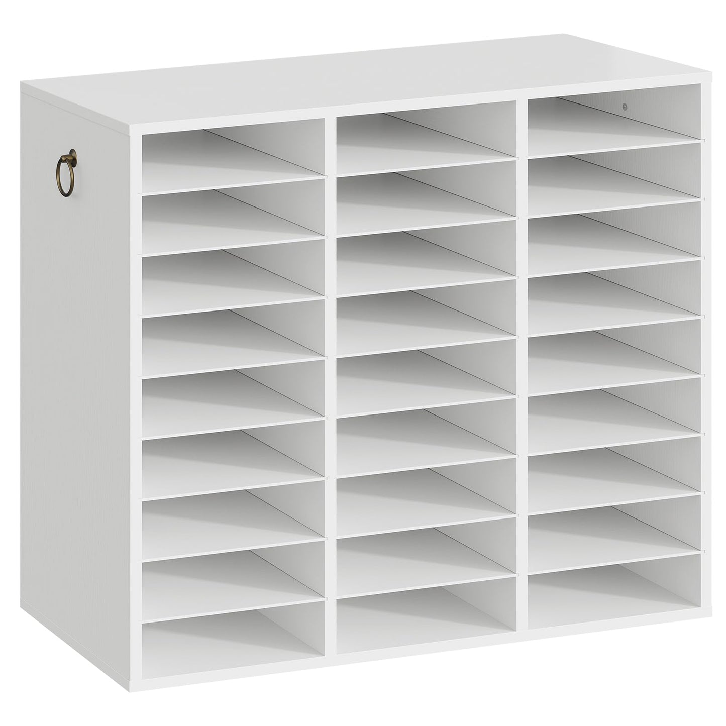 HOOBRO Literature Organizer, 27 Compartments Wooden Mail Organizer, Countertop Literature Sorter with Adjustable Shelves for Home, Office, School, Student Mailbox for Classroom, White WT27WF01