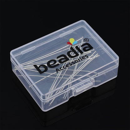 BEADIA 925 Sterling Silver Flat Head Pins 0.5x50mm 20pcs for Jewelry Making Findings