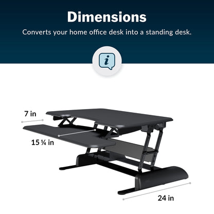 Vari - VariDesk Essential 36 - Two-Tier Standing Desk Converter for Monitor & Accessories - Height Adjustable Sit Stand Desk - Fully Assembled Monitor Riser for Home Office - 36" Wide, Black