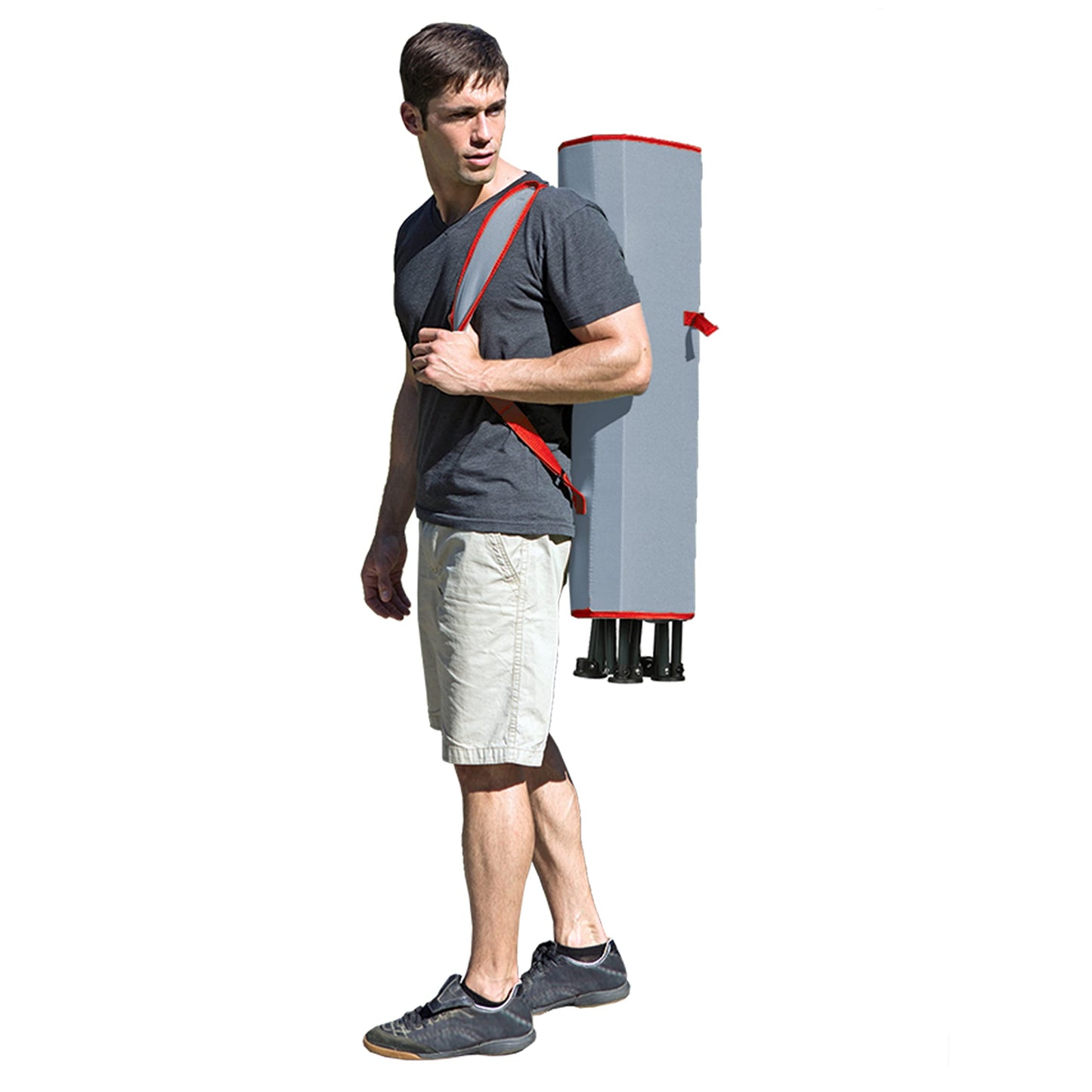 SwimWays Kelsyus Original Foldable Canopy Chair for Camping, Tailgates, and Outdoor Events, Grey/Red