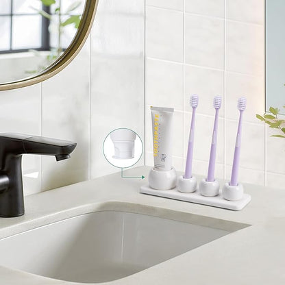 4 Pack Mini Ceramic Toothbrush Holder Stand