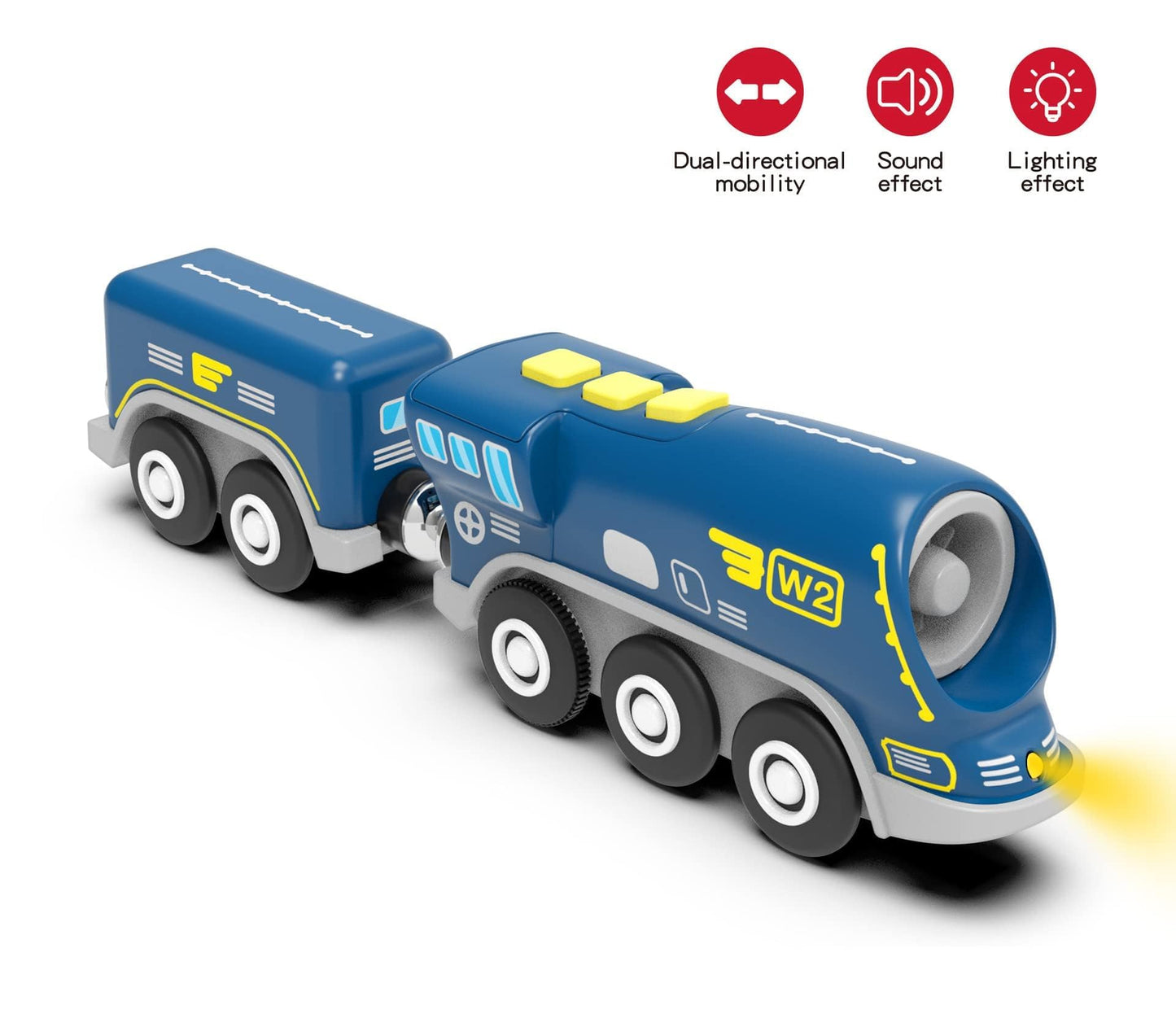 Z MAYABBO Battery Operated Locomotive Trains for Wooden Tracks, Powerful Engine Toy Train Vehicle for Railway Track, Science Fiction Train Car Series Fit All Brands Railroad (Battery Not Included)