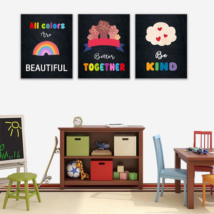Diversity for Classroom Decorations Canvas Wall Art Decoration,Kindness Diversity ,Teacher for Elementary Classroom DecorLiving Room Canvas Wall Art,Home Deco,Tabletop/Hanging，6-pack(29 x 38 cm) framed