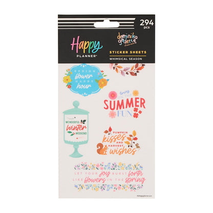 Happy Planner 15-Sheet Sticker Pack for Calendars, Journals, and Planners, Scrapbook Accessories, Classic Size, 294 Stickers Total, Whimsical Season