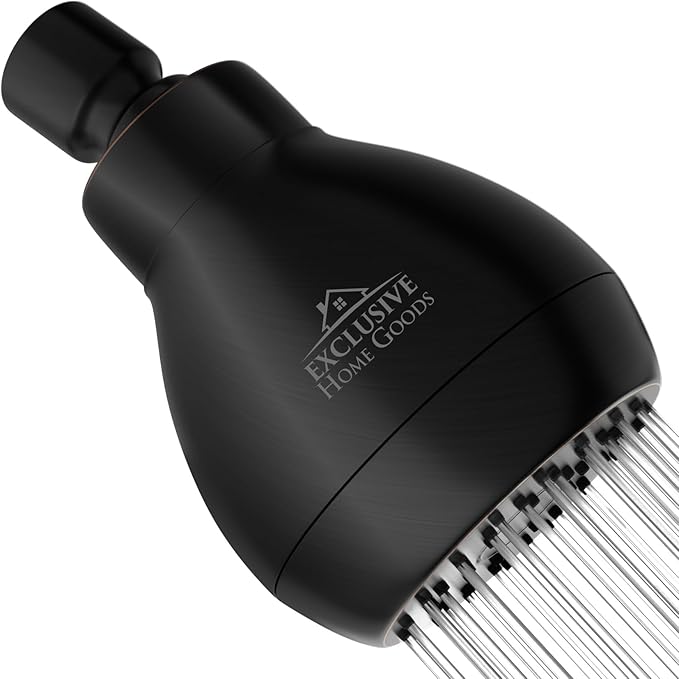 High Pressure Shower Head - Powerful Deluxe Bathroom Showerhead with Strong Spray Stream and Small Silicone Nozzles - Universal Fit Works with High and Low Water Flow Showers