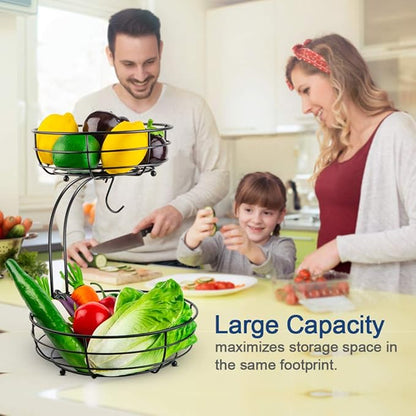 Auledio Iron 2-Tier Countertop Fruit Vegetables Basket Bowl Storage