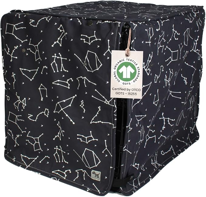 Molly Mutt Rocketman Dog Crate Cover, 100% Cotton Canvas Cover with 2 Roll-Up Panels, Ideal for Dog or Cat Crate, Durable, Washable, and Free of Harmful Chemicals, 42" x 28" x 31"
