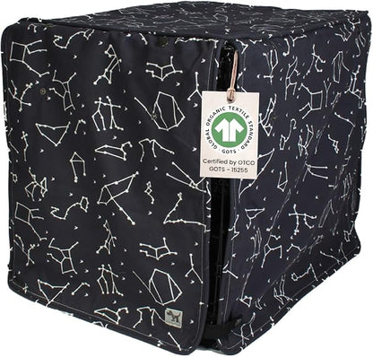 Molly Mutt Rocketman Dog Crate Cover, 100% Cotton Canvas Cover with 2 Roll-Up Panels, Ideal for Dog or Cat Crate, Durable, Washable, and Free of Harmful Chemicals, 36" x 23" x 25"