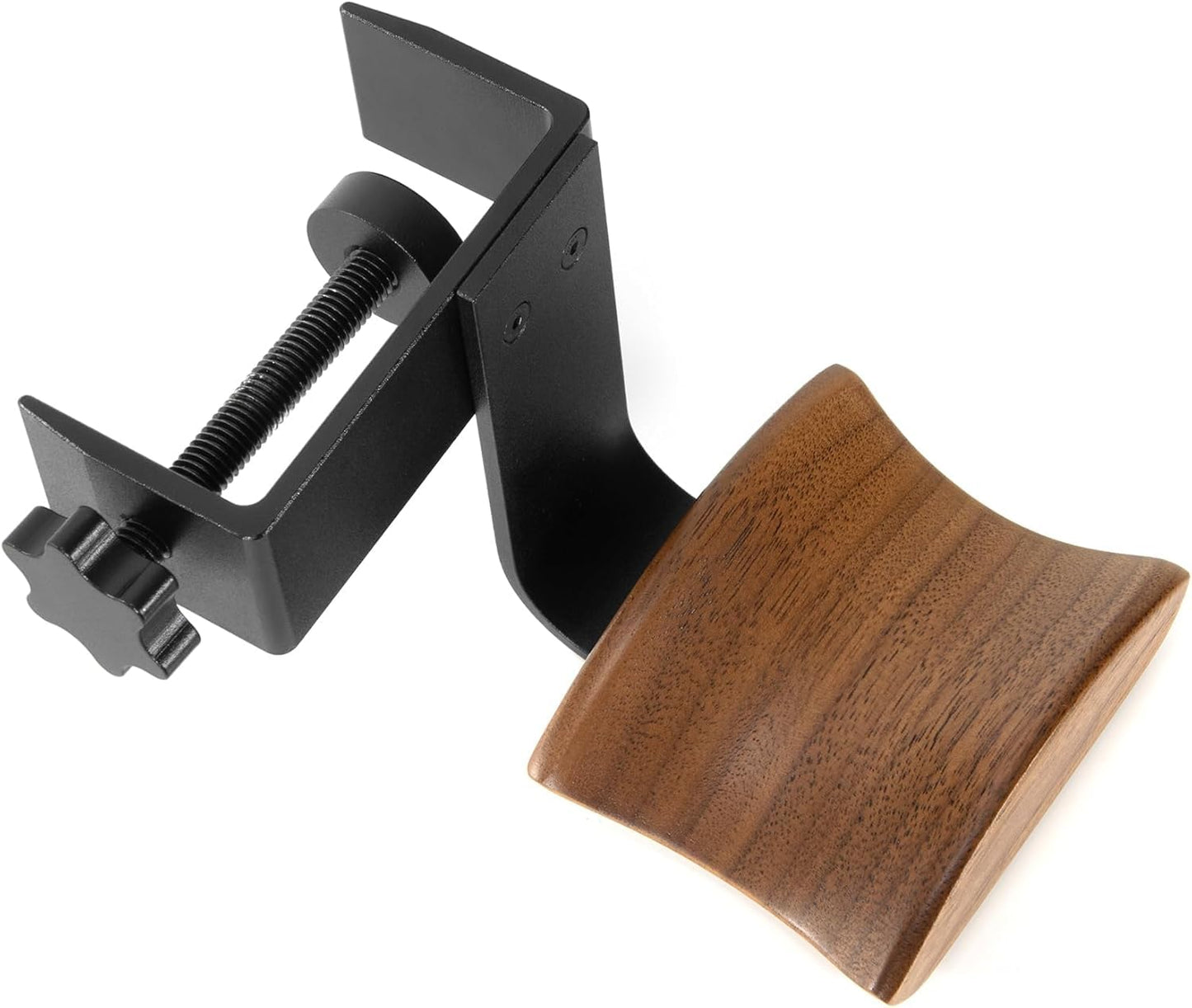 Jcurycke Headphone Holder with 6cm Wide Walnut Headrest,Adjustable Clamp-on Headset Stand Desk Headset Holder for Over Ear and Gaming