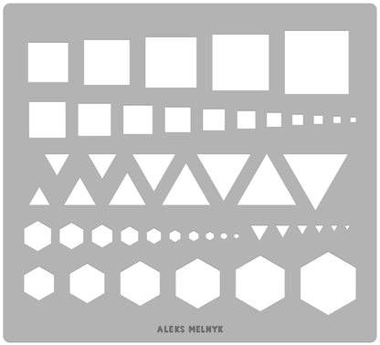Aleks Melnyk No.207 Metal Triangle Template, Square Stencil, Triangle Master, Art Hexagon Tool, Isometric Drawing Template, Lapidary, Cabochons, Geometric Ruler, Jewelry Templates Square