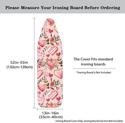 Pink Rose Ironing Board Cover Love Heart Iron Board Cover Thick Romantic Home