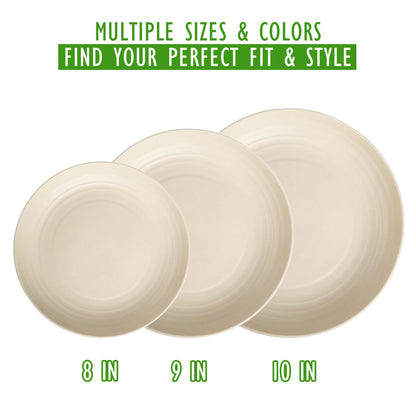 Perlapoc Wheat Straw Dinner Plates 6-Piece Set, 10 Inch Unbreakable Deep Plates, BPA-Free Reusable Plastic Plates, Microwave and Dishwasher Safe for Family, Kitchen, Beige
