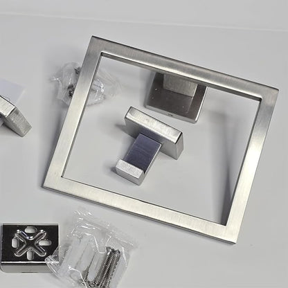 Brushed Nickel Towel Rack for Bathroom Wall Mounted, Bathroom Accessory Set 5-Pieces Bathroom Hardware Set 16In Towel Bar Set