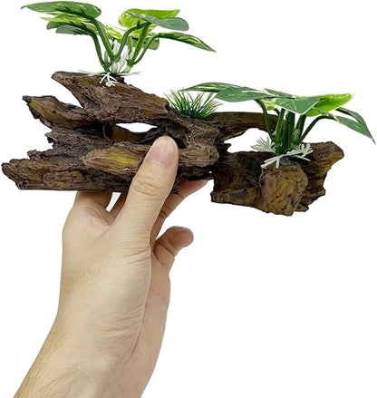 Fish Tank Decorations Aquarium Decor Ornaments Betta Silk Leaf pad Hammock Artifical Driftwood Cave Goldfish Bowl Accessories (Type-B)