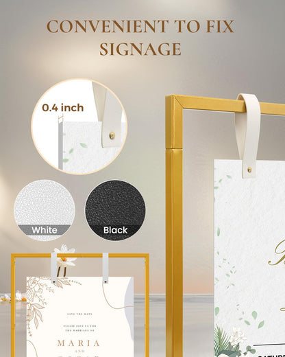 Wedding Sign Holder - Adjustable Welcome to Our Wedding Sign Stand Stand with 39 Premium Templates & Leather Straps, 64"x 30"x 20" Heavy Duty Easel Stand for Sign Display Poster, Wedding, Birthday