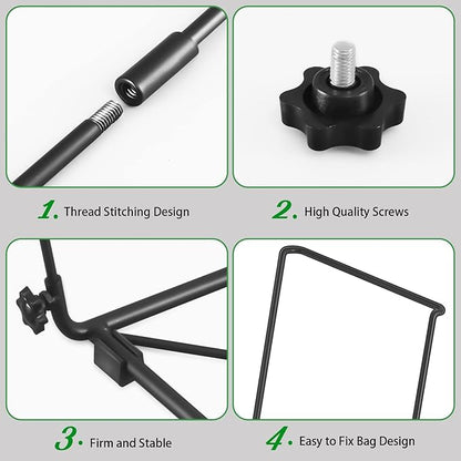 FEED GARDEN Trash Bag Holder, Outdoor Metal Leaf Bag Holder Stand, Garbage Bag