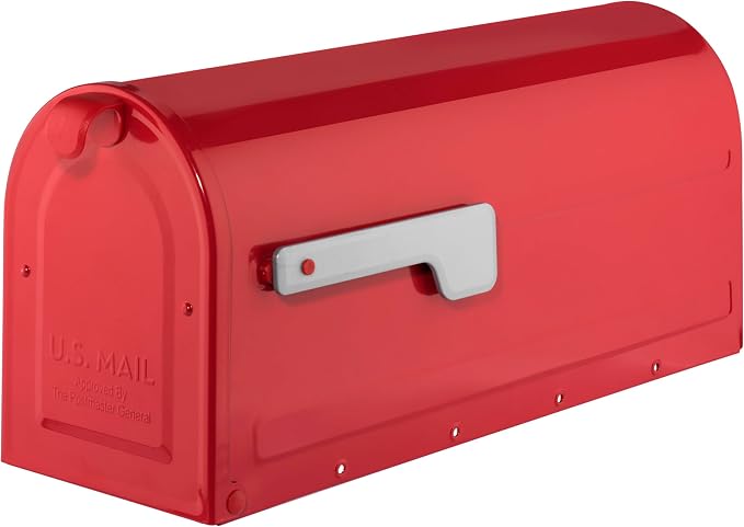 ARCHITECTURAL MAILBOXES 7600R MB1 Mailbox, Medium, Red | Galvanized steel build for outside with rust-resistant powder-coat finish and a magnetic door closure. USPS approved.