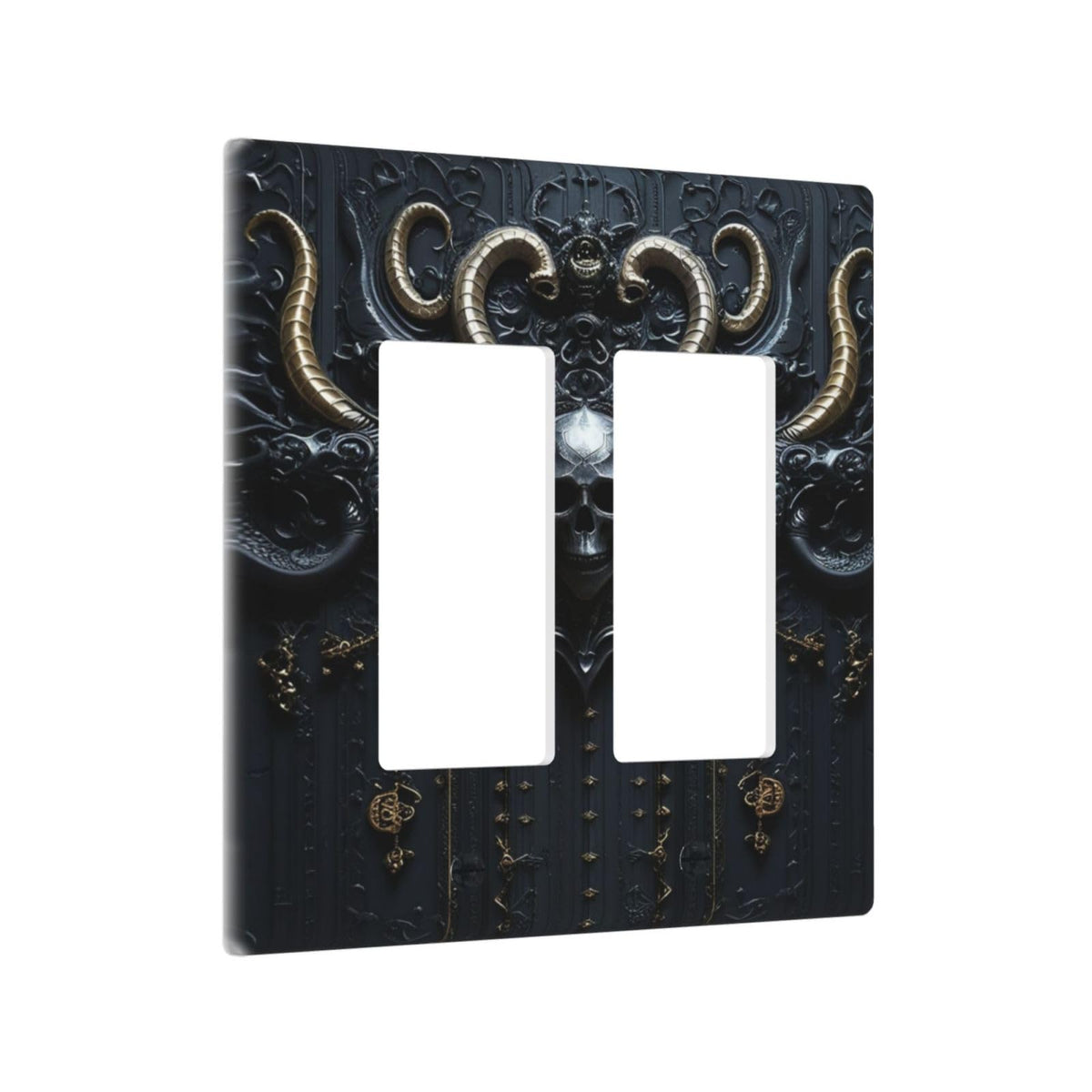 Light Switch Cover Plate Mid Century Dark Fantasy Gothic Skull Horror 2 Gang Double Rocker Outlet Covers Decorative Switch plates Electrical Wall Plates GFCI for Bathroom Bedroom Decor