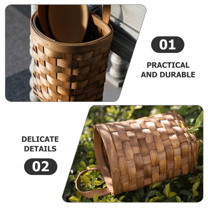 BESPORTBLE Wooden Wall Flower Basket Small Woven Basket Bread Basket Jute Hanging Basket Garlic Basket Hanging Wall Basket Wall Mount Baskets Potato Onion Storage Basket Wicker Vase, 25X17X13.5CM