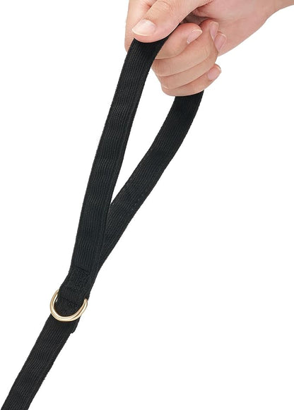 Soft Corduroy Dog Collar and Leash Set Adjustable Durable Dog Collars with Metal Buckle and Lead for Medium Dogs,Black