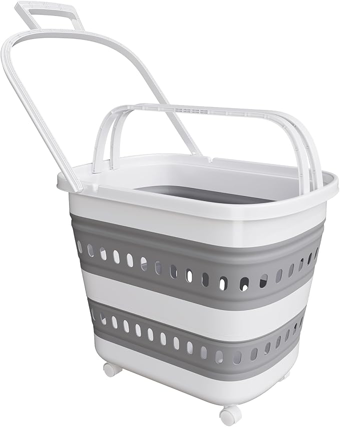 TECHMILLY Collapsible Plastic Laundry Basket Hamper