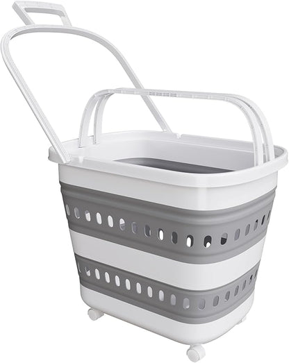 TECHMILLY Collapsible Plastic Laundry Basket Hamper