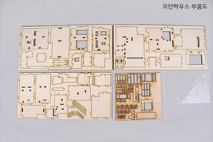 YOUNGMODELER DESKTOP Wooden Assembly Model Kits. (Modern House)