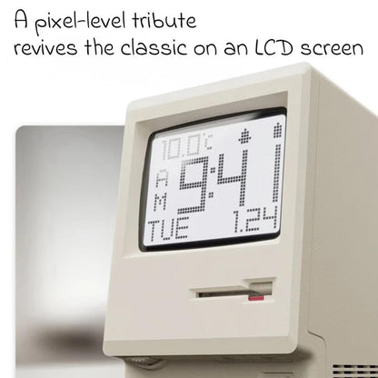 RayCue Maclock WB-8 Retro Pixel Alarm Clock - 1984 Computer-Inspired USB Desk Clock with Pixel Display, Multiple Alarms & Adjustable Brightness | Maclock Calendar, Temperature, Unique Retro Tech Gift