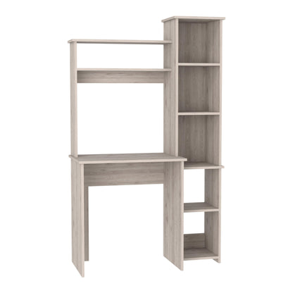 Tuhome Versalles Writing Desk with Two Superior Shelves, Five Side Open Storage Compartments, Space-Saving Modern Workstation Design for Studios and Offices, Ideal for Organization