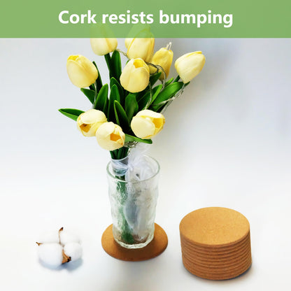 12 pcs Round Edge Cork Coasters for Drinks are Reusable Tea or Coffee Coasters, do-it-Yourself Blank Coasters, Cork Plant Coasters, Gifts for Family and Friends
