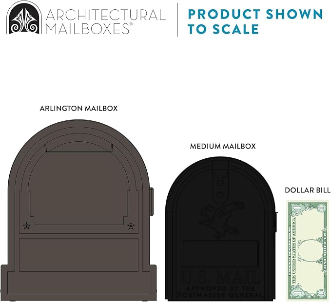 Architectural Mailboxes Arlington Steel Post Mount, Textured Bronze, Large | Galvanized steel build for outside with weather-resistant build and rust-resistant powder-coat finish. USPS approved.