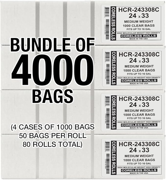 Aluf Plastics High Density Trash Bags, 16 Gallon, 8 Micron,