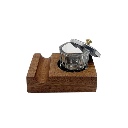Yidaz Ink Well for Dip Pen Wooden Calligraphy Pen Holder Oblique Nib Holder Glass Ink Bottle Container Desktop Tabel Decoration