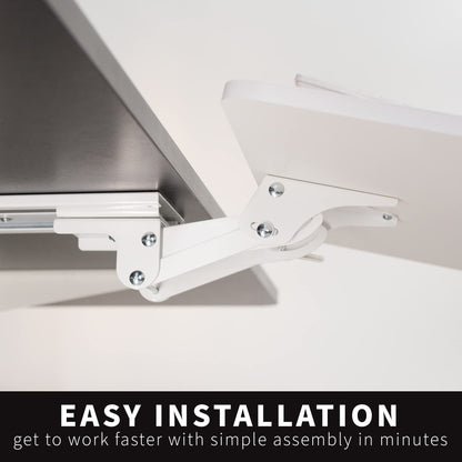 VIVO Adjustable 25 x 10 inch Computer Keyboard and Mouse Platform Tray Ergonomic Under Table Desk Mount Drawer Underdesk Shelf, White, MOUNT-KB03W
