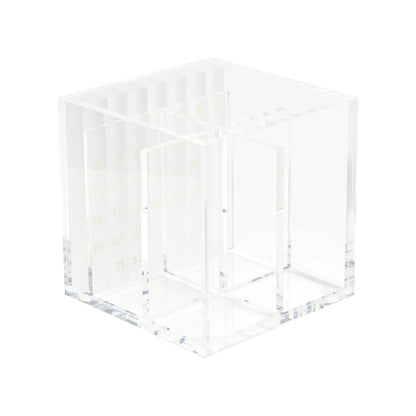 russell+hazel Acrylic Perpetual Calendar and Pencil Bloc Two Compartment Pen Cup, Office Supplies, Clear, 4” x 4”