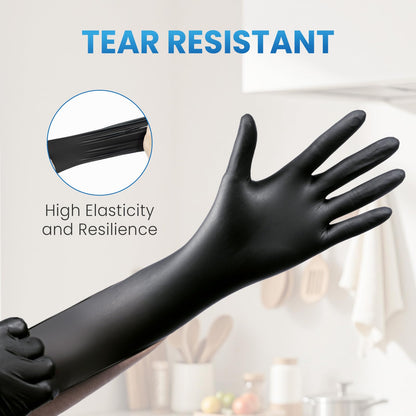 Borje Nitrile Gloves Small, 100 Count Disposable Gloves, Black, Latex-Free Powder-Free, Medical Exam, Food Safe, Cleaning, Cooking