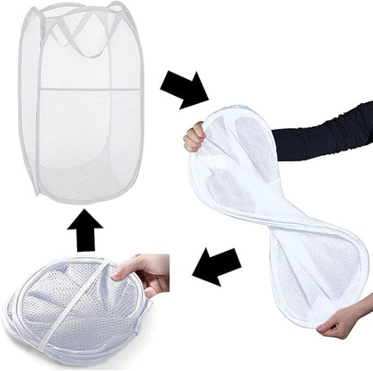 Pop up Laundry Hamper, Portable Foldable Mesh Clothes Hamper