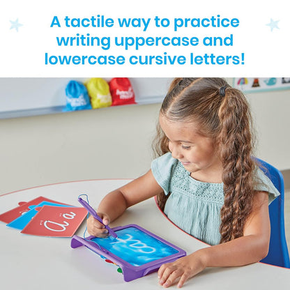 hand2mind Cursive Letter Tracing Sensory Pad, Reusable Handwriting Practice for Kids, Cursive Alphabet Learning Toys, Tracing Board, Fine Motor Activities, Writing Center for Classroom