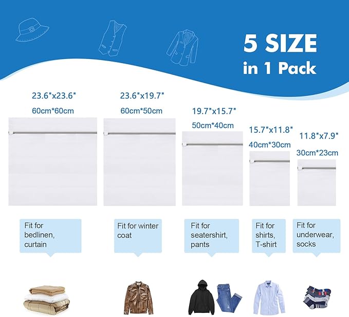 5Pcs Laundry Bags Mesh Wash Bags, Delicate Laundry Bags