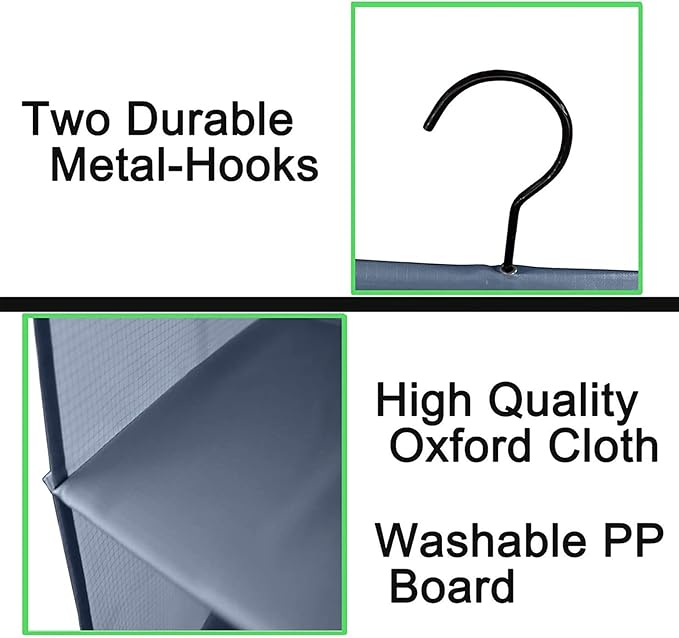 Hanging Closet Organizer and Storage 3-Shelf, Easy Mount Foldable Hanging