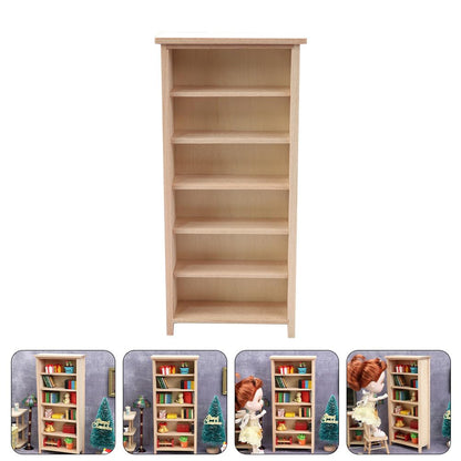 Homoyoyo Doll House Model Doll Storage Cabinet 1 12 Scale Wooden Bookshelf Miniature Wood Furniture Wood Decor Mini Furniture Doll House Furniture Small Wooden Bookshelf Mini House Supply (Pack of 2)