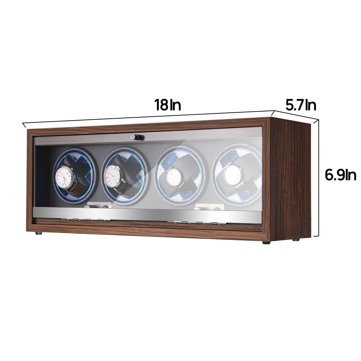 LALAHOO Watch Winder for Automatic Watches, Ultra Quiet Motor for 4 Watches with LED Lights, Automatic Watch Winder with 4 Rotation Modes