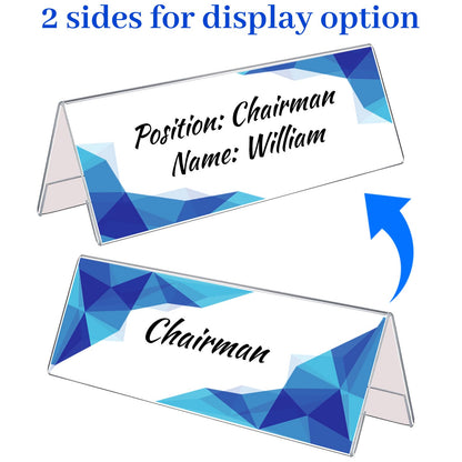 12 Pack Acrylic Name Plates for Desks, 3x8.5 Clear Tent Nameplate Display for Office Conference, Thickness: 2.1mm, Single Weight: 110g Reusable Name Tent Holder for Business Event