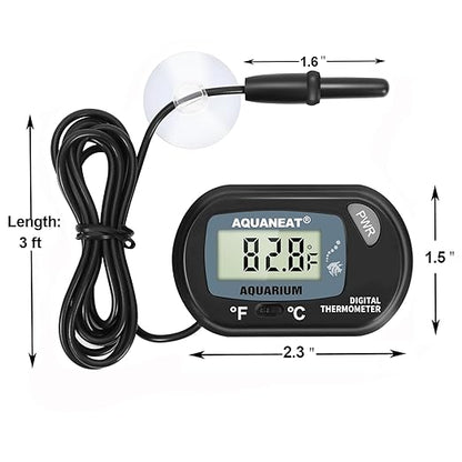 AQUANEAT Aquarium Thermometer, Fish Tank Thermometer, Digital Temperature Test, with Large LCD Display (3 Packs)