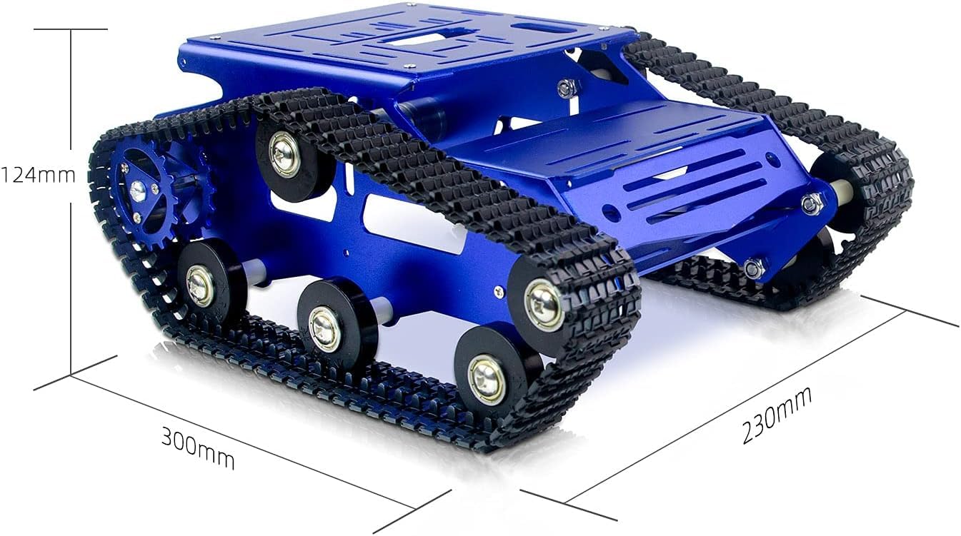 Smart Robot Car Chassis Kit Full Metal Big Tank Chassis with 2WD Motors for Arduino Raspberry Pi Jetson Python DIY Smart Car Learning Kit(Blue1, with Encoder Motor)